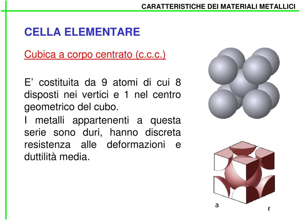 disposti nei vertici e 1 nel centro geometrico del cubo.