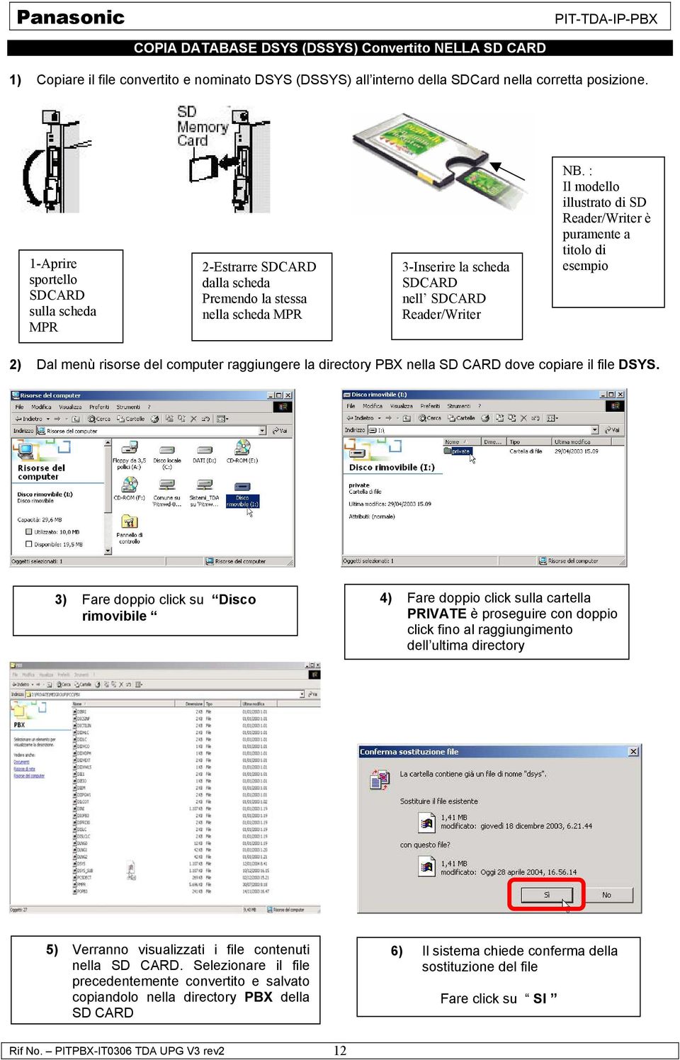 : Il modello illustrato di SD Reader/Writer è puramente a titolo di esempio 2) Dal menù risorse del computer raggiungere la directory PBX nella SD CARD dove copiare il file DSYS.