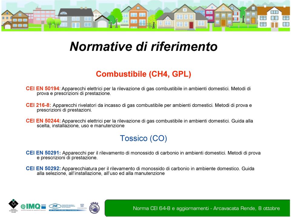 CEI EN 50244: Apparecchi elettrici per la rilevazione di gas combustibile in ambienti domestici.