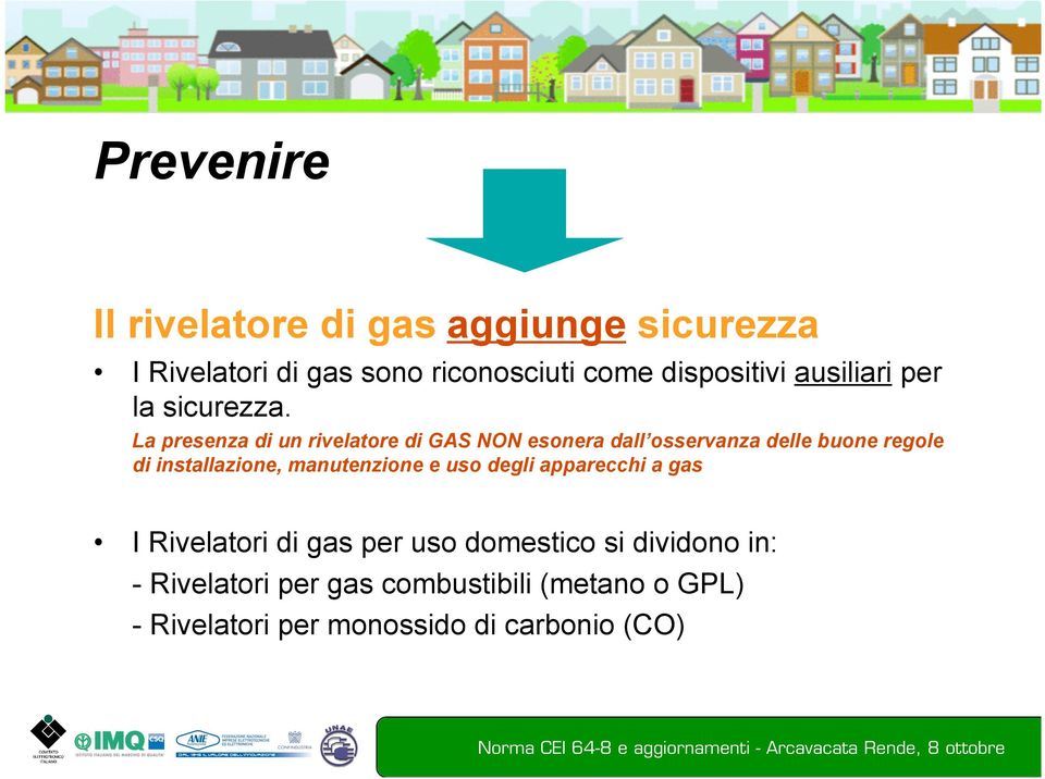 La presenza di un rivelatore di GAS NON esonera dall osservanza delle buone regole di installazione,