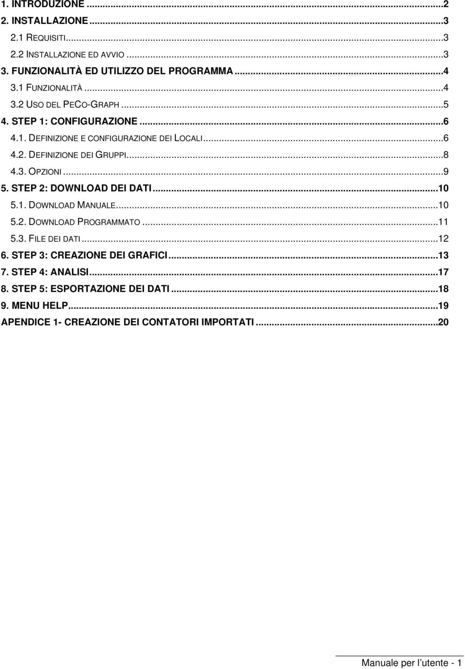 ..9 5. STEP 2: DOWNLOAD DEI DATI...10 5.1. DOWNLOAD MANUALE...10 5.2. DOWNLOAD PROGRAMMATO...11 5.3. FILE DEI DATI...12 6. STEP 3: CREAZIONE DEI GRAFICI.