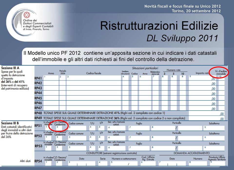 dati catastali dell immobile e gli altri dati