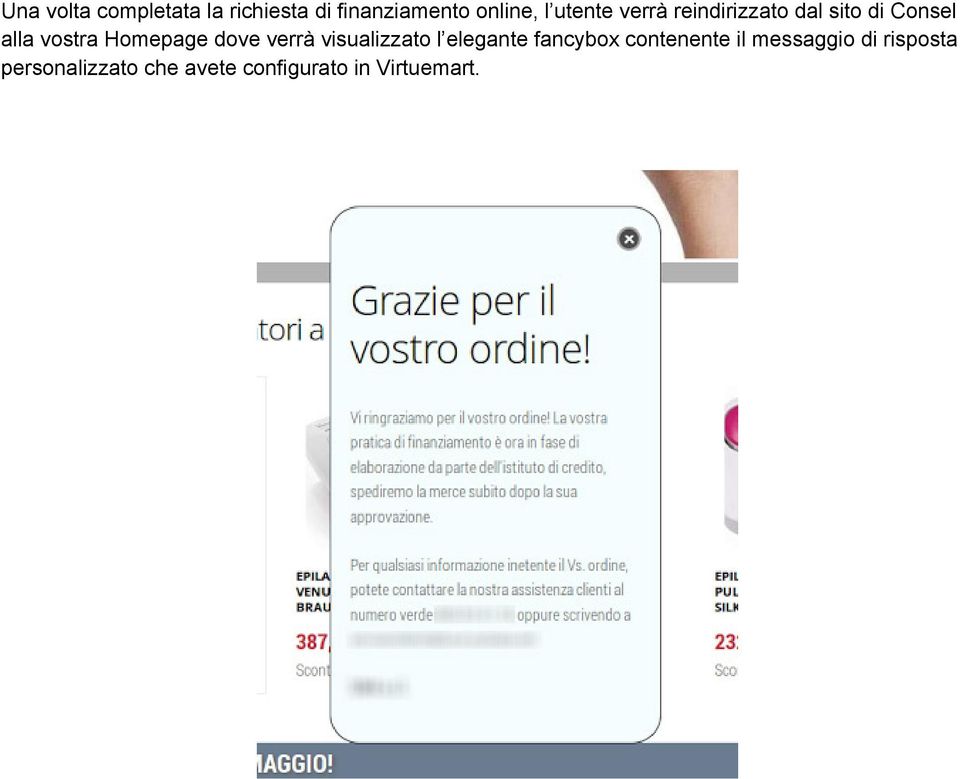 Homepage dove verrà visualizzato l elegante fancybox contenente