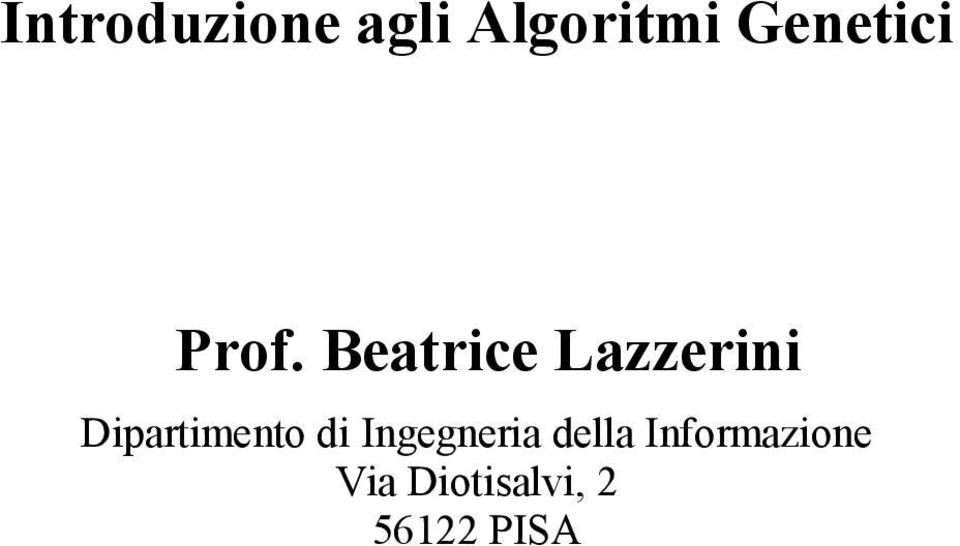 Beatrice Lazzerini Dipartimento