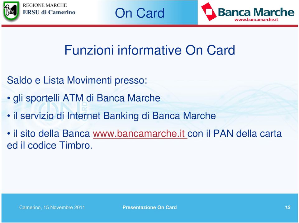 Banca Marche il sito della Banca www.bancamarche.