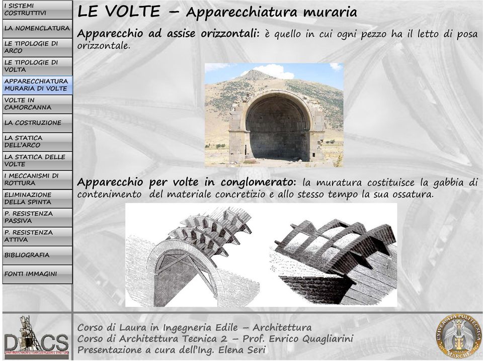 Apparecchio per volte in conglomerato: la muratura costituisce is la