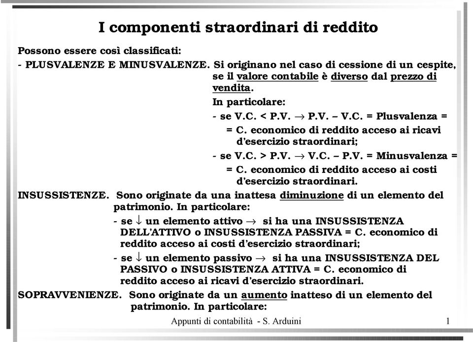 economico di reito acceso ai ricavi d esercizio straordinari; - se V.C. > P.V. V.C. P.V. = Minusvalenza = = C. economico di reito acceso ai costi d esercizio straordinari. INSUSSISTENZE.