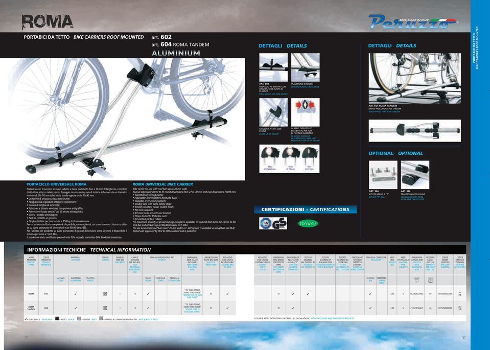 604 ROMA TANDEM BINARI PROLUNGATI PER TANDEM REAR WHEEL TRAY FOR TANDEM CHIUSURA A LEVA CON CHIAVE CLOSE UP OF CLAMP IN NERO, DISPOSITIVO BREVETTATO PER TUBI DI PICCOLO DIAMETRO IN BLACK, CLOSE-UP