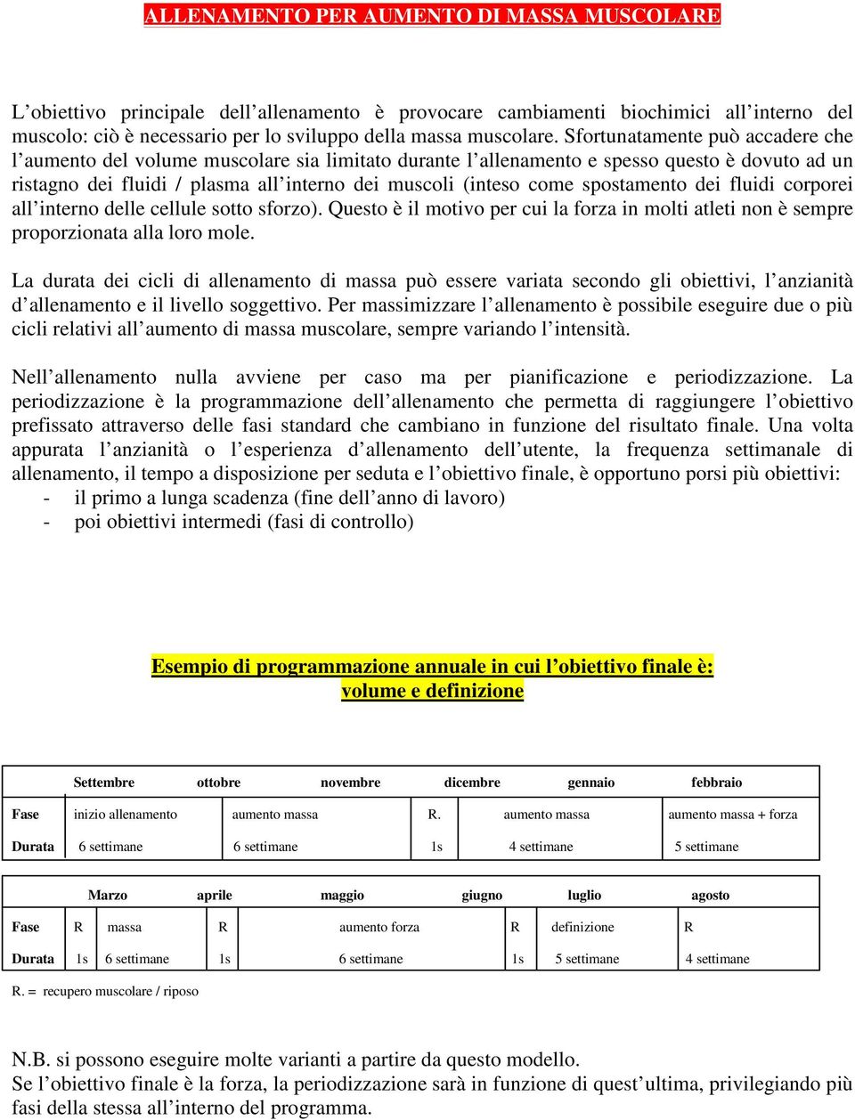 spostamento dei fluidi corporei all interno delle cellule sotto sforzo). Questo è il motivo per cui la forza in molti atleti non è sempre proporzionata alla loro mole.