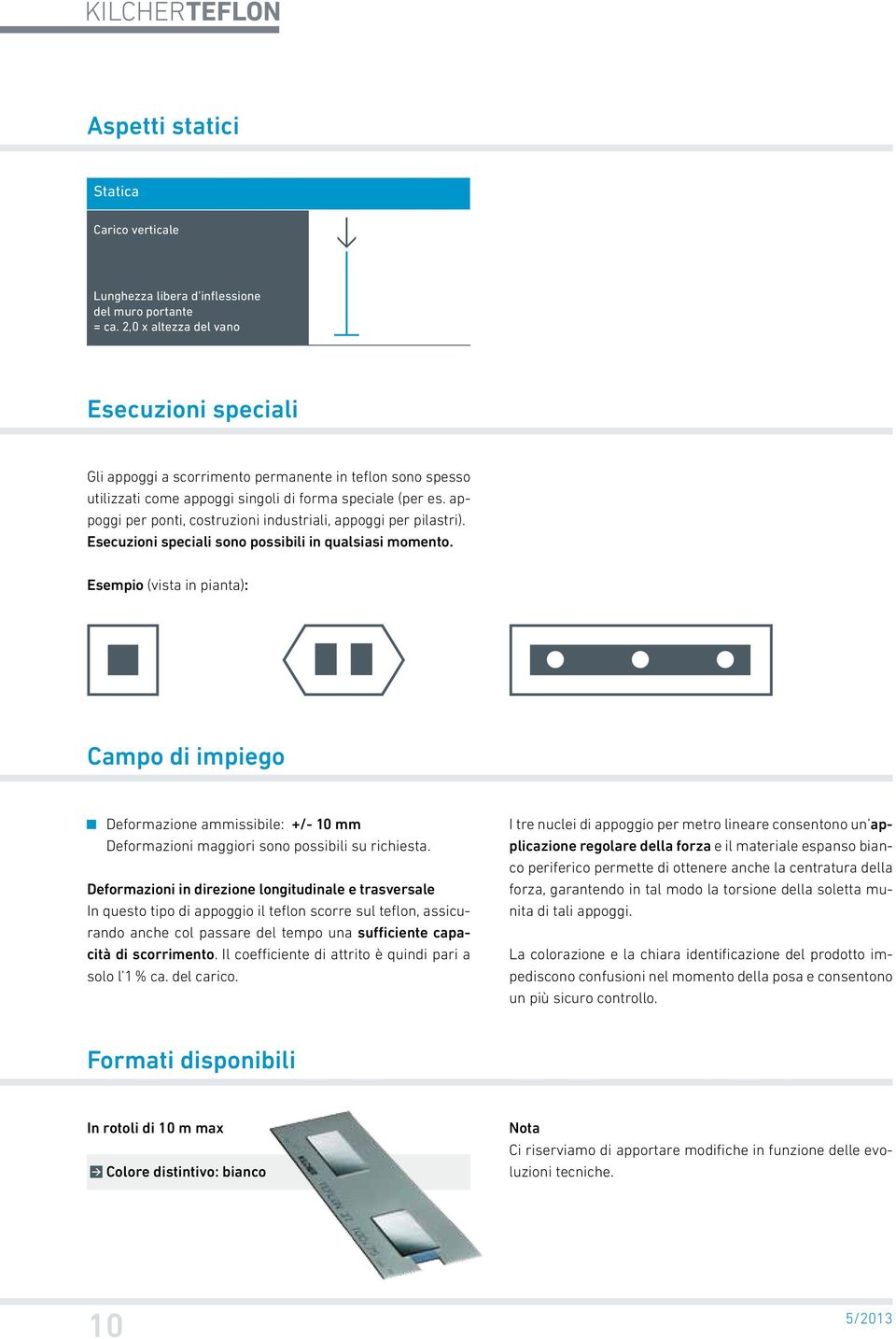 appoggi per ponti, costruzioni industriali, appoggi per pilastri). Esecuzioni speciali sono possibili in qualsiasi momento.