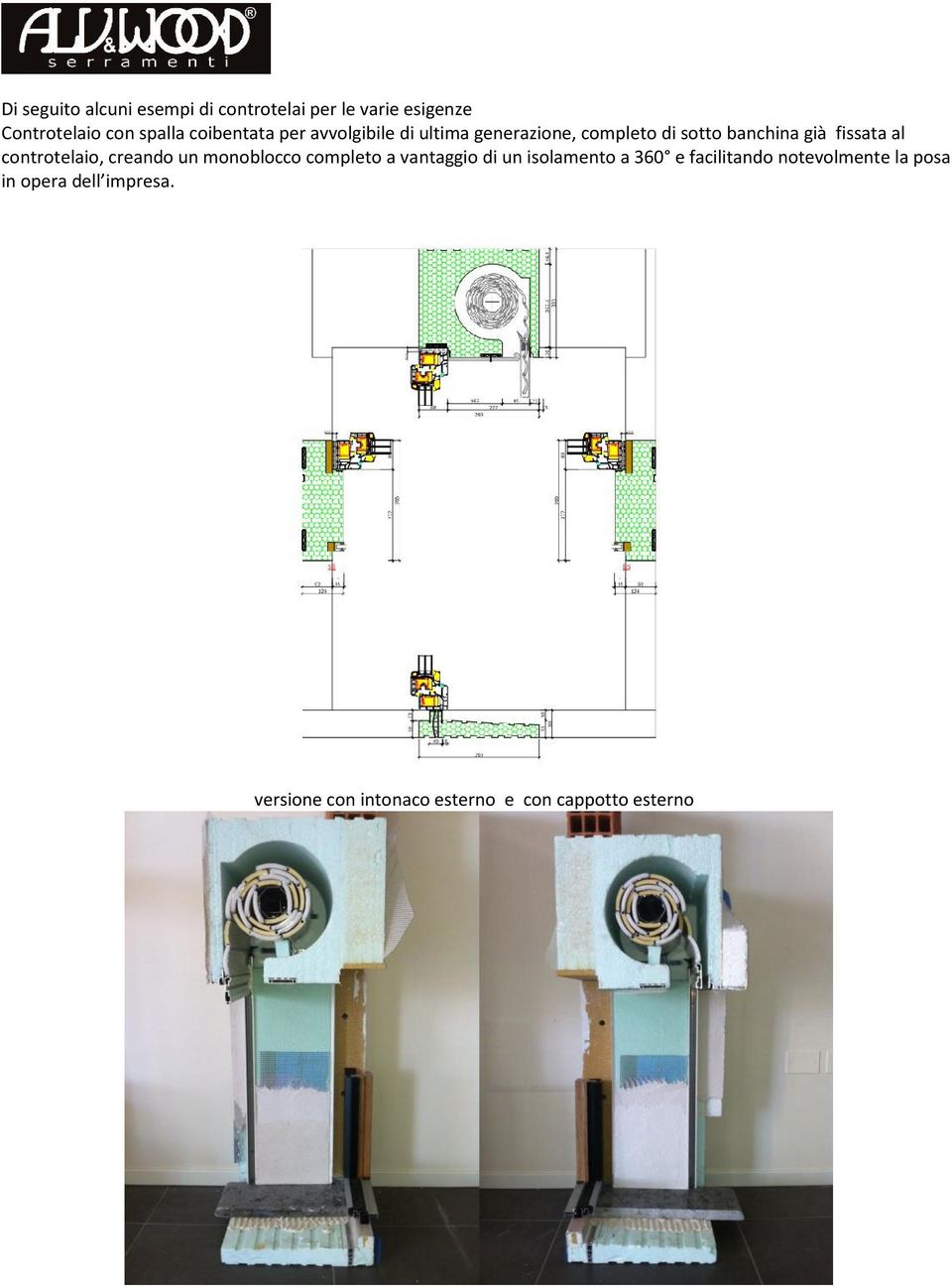 controtelaio, creando un monoblocco completo a vantaggio di un isolamento a 360 e