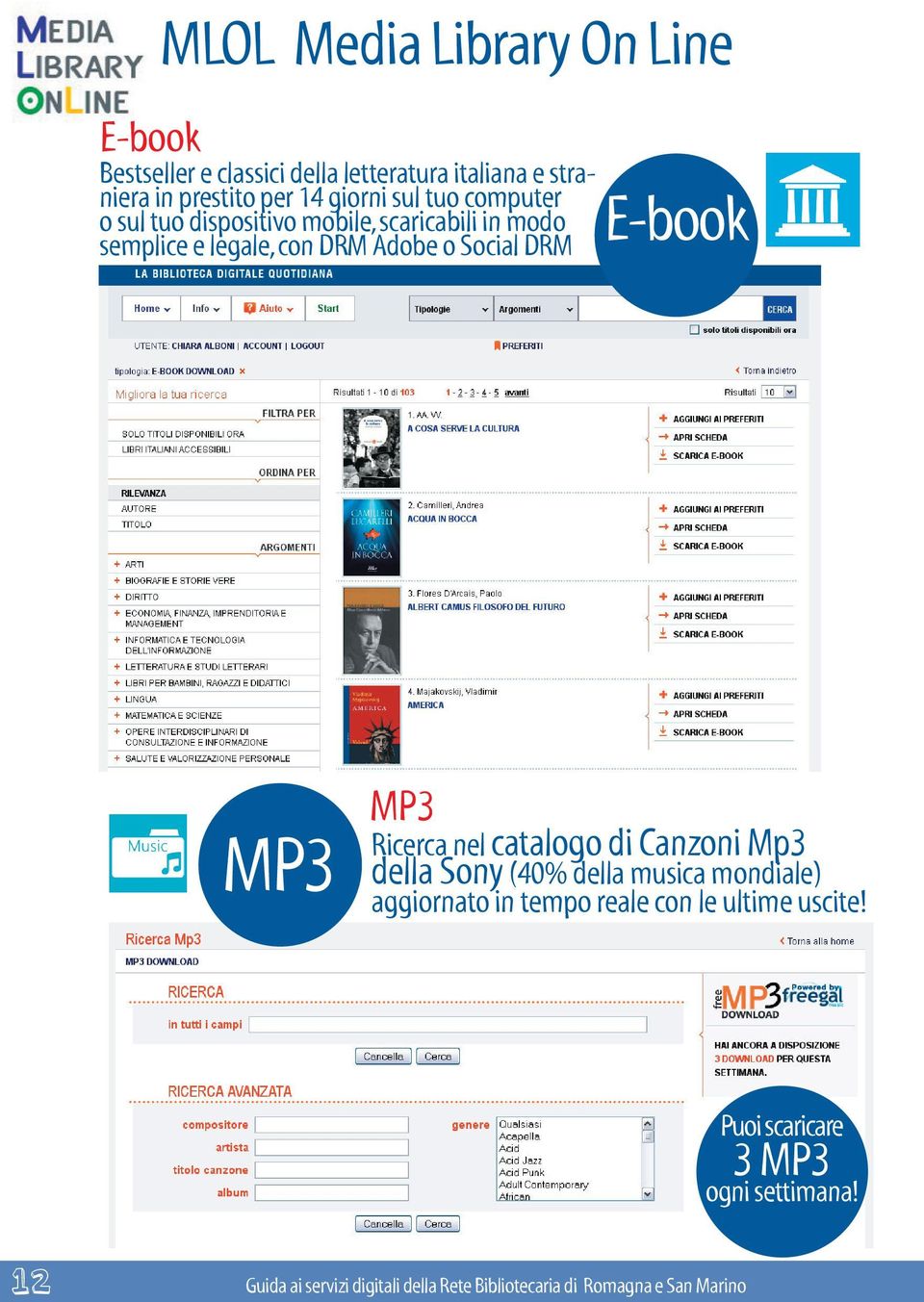legale, con DRM Adobe o Social DRM E-book MP3 MP3 Ricerca nel catalogo di Canzoni Mp3 della Sony (40%
