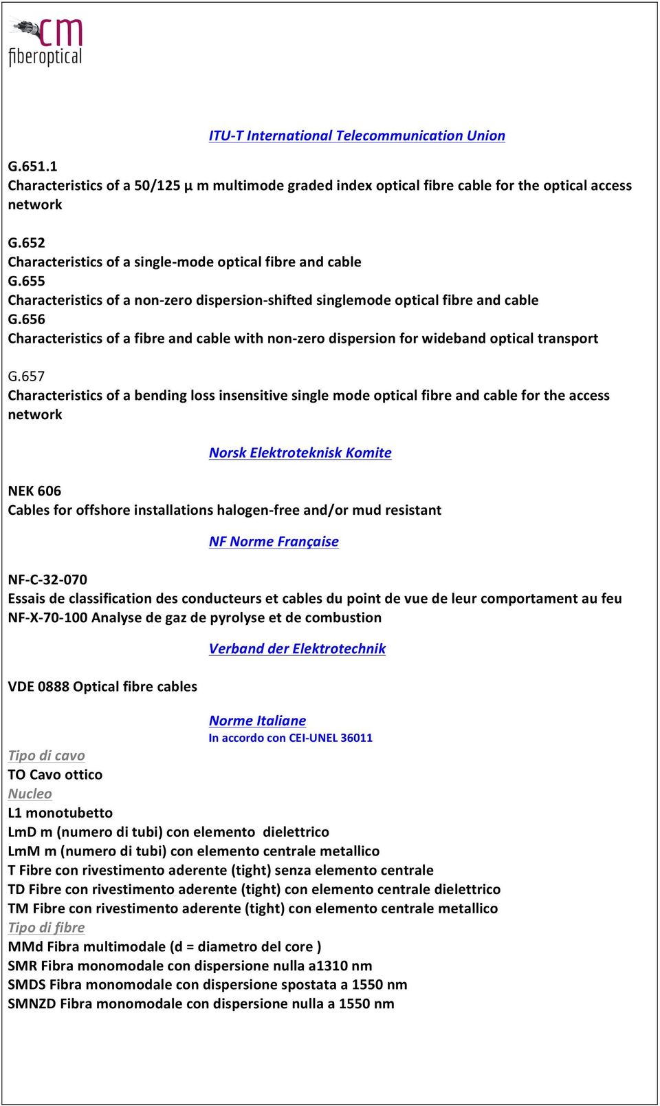 656 Characteristics of a fibre and cable with non- zero dispersion for wideband optical transport G.