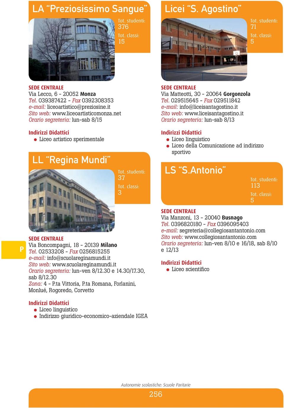 liceisantagostino.it Orario segreteria: lun-sab 8/13 Liceo della Comunicazione ad indirizzo sportivo LS S.Antonio 113 Via Boncompagni, 18-20139 Tel.