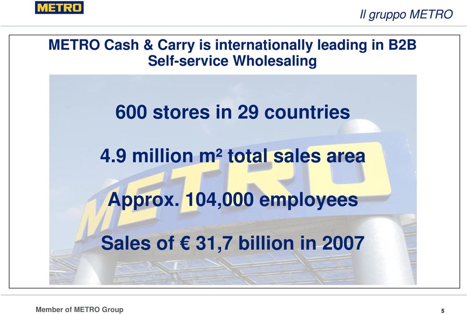 Wholesaling 600 stores in 29 countries 4.