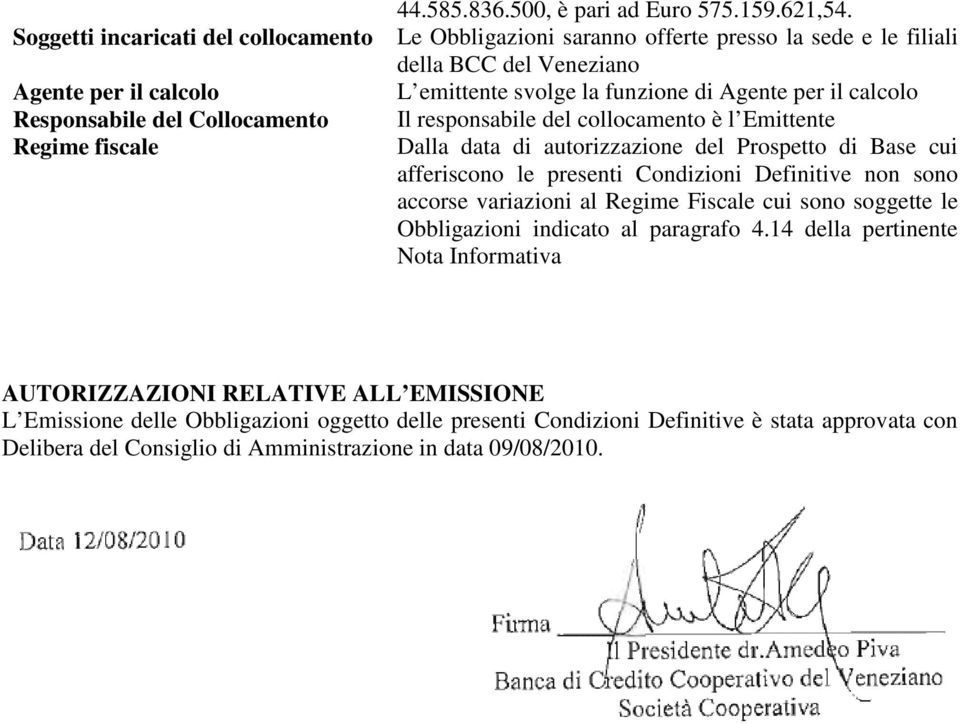 data di autorizzazione del Prospetto di Base cui afferiscono le presenti Condizioni Definitive non sono accorse variazioni al Regime Fiscale cui sono soggette le Obbligazioni indicato al