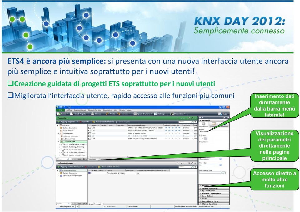 Creazione guidata di progetti ETS soprattutto per i nuovi utenti Migliorata l interfaccia utente, rapido