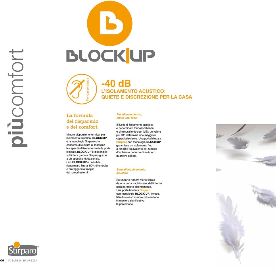 block UP è disponibile sull intera gamma Stirparo grazie a un apposito kit opzionale. Con BLOCK UP è possibile risparmiare fino al 50% di energia e proteggersi al meglio dai rumori esterni.