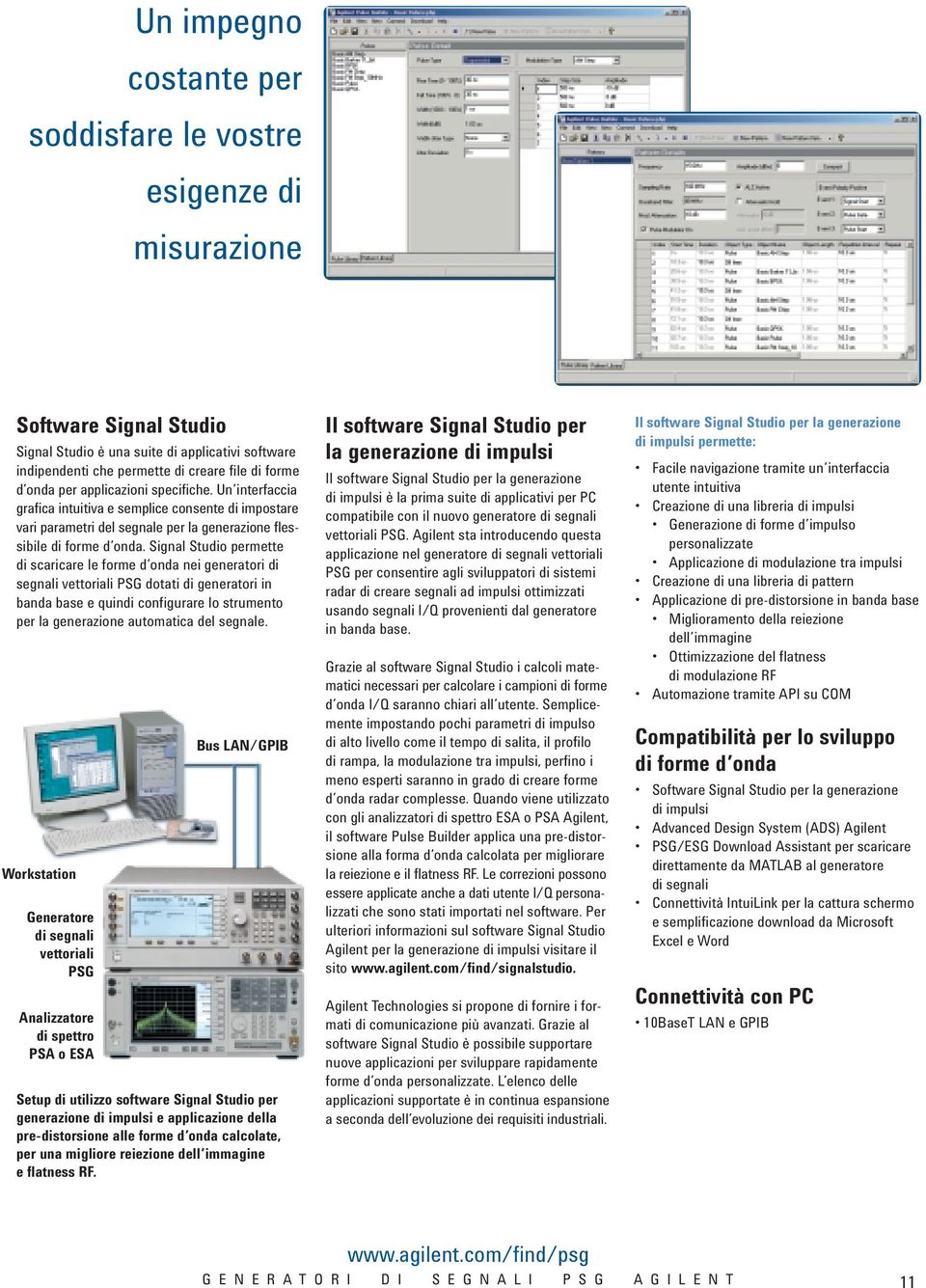 Signal Studio permette di scaricare le forme d onda nei generatori di segnali vettoriali PSG dotati di generatori in banda base e quindi configurare lo strumento per la generazione automatica del