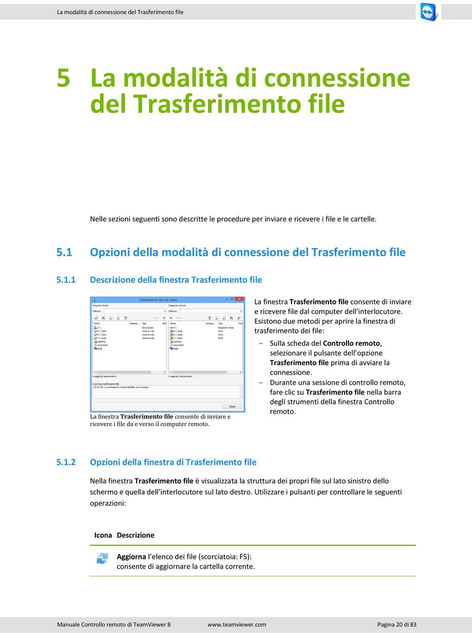 La finestra Trasferimento file consente di inviare e ricevere file dal computer dell interlocutore.