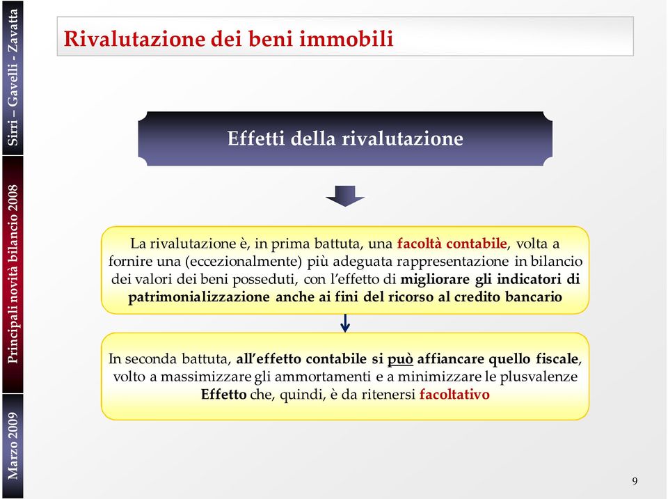 patrimonializzazione anche ai fini del ricorso al credito bancario In seconda battuta, all effetto contabile si può affiancare