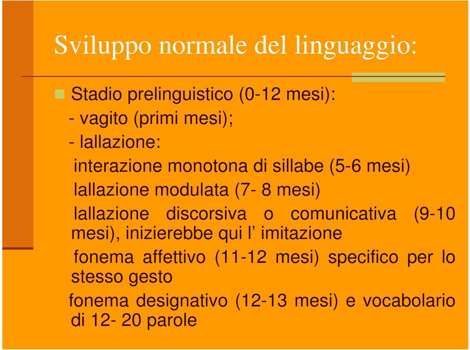 lallazione discorsiva o comunicativa (9-10 mesi), inizierebbe qui l imitazione fonema