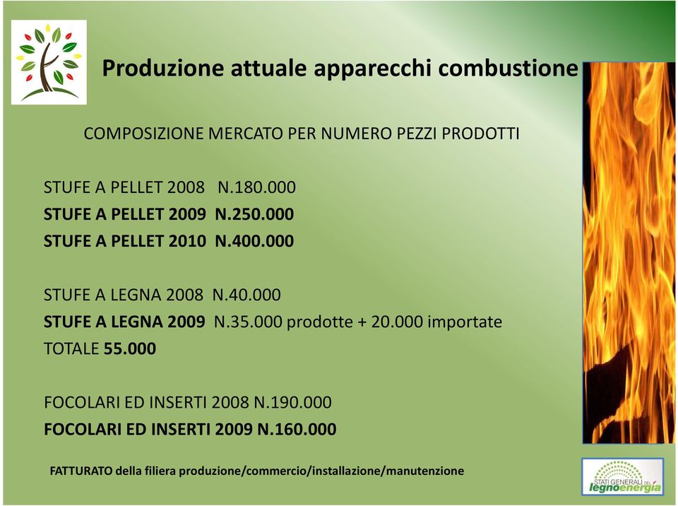 35.000 prodotte + 20.000 importate TOTALE 55.000 FOCOLARI ED INSERTI 2008 N.190.