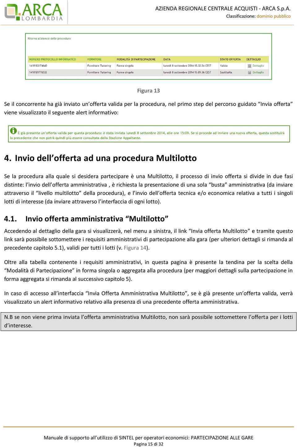 amministrativa, è richiesta la presentazione di una sola busta amministrativa (da inviare attraverso il livello multilotto della procedura), e l invio dell offerta tecnica e/o economica relativa a