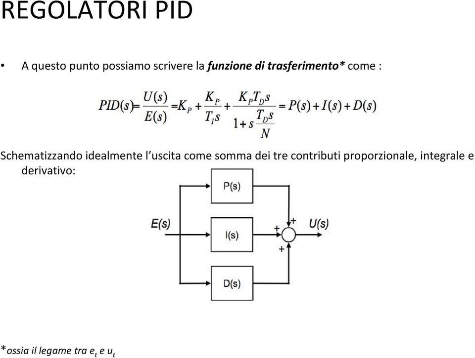 idealmente l uscita come somma dei tre contributi