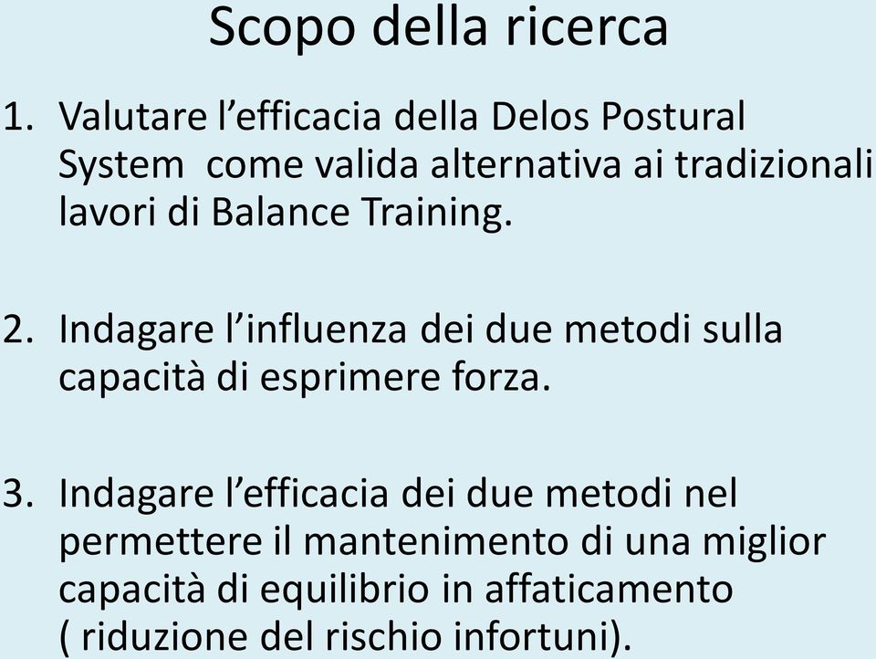 lavori di Balance Training. 2.