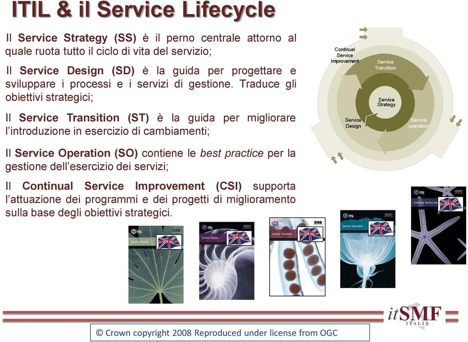 Traduce gli obiettivi strategici; Il Service Transition (ST) è la guida per migliorare l introduzione in esercizio di cambiamenti; Il Service Operation (SO)