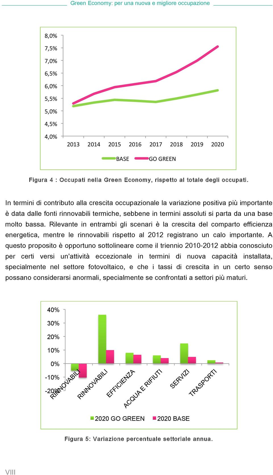 Rilevante in entrambi gli scenari è la crescita del comparto efficienza energetica, mentre le rinnovabili rispetto al 2012 registrano un calo importante.