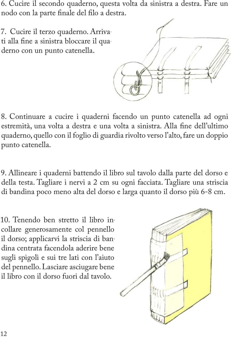 Alla fine dell ultimo quaderno, quello con il foglio di guardia rivolto verso l alto, fare un doppio punto catenella. 9.