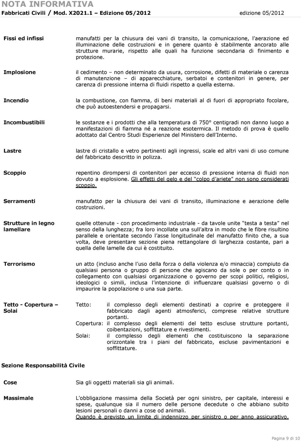 Implosione il cedimento non determinato da usura, corrosione, difetti di materiale o carenza di manutenzione di apparecchiature, serbatoi e contenitori in genere, per carenza di pressione interna di