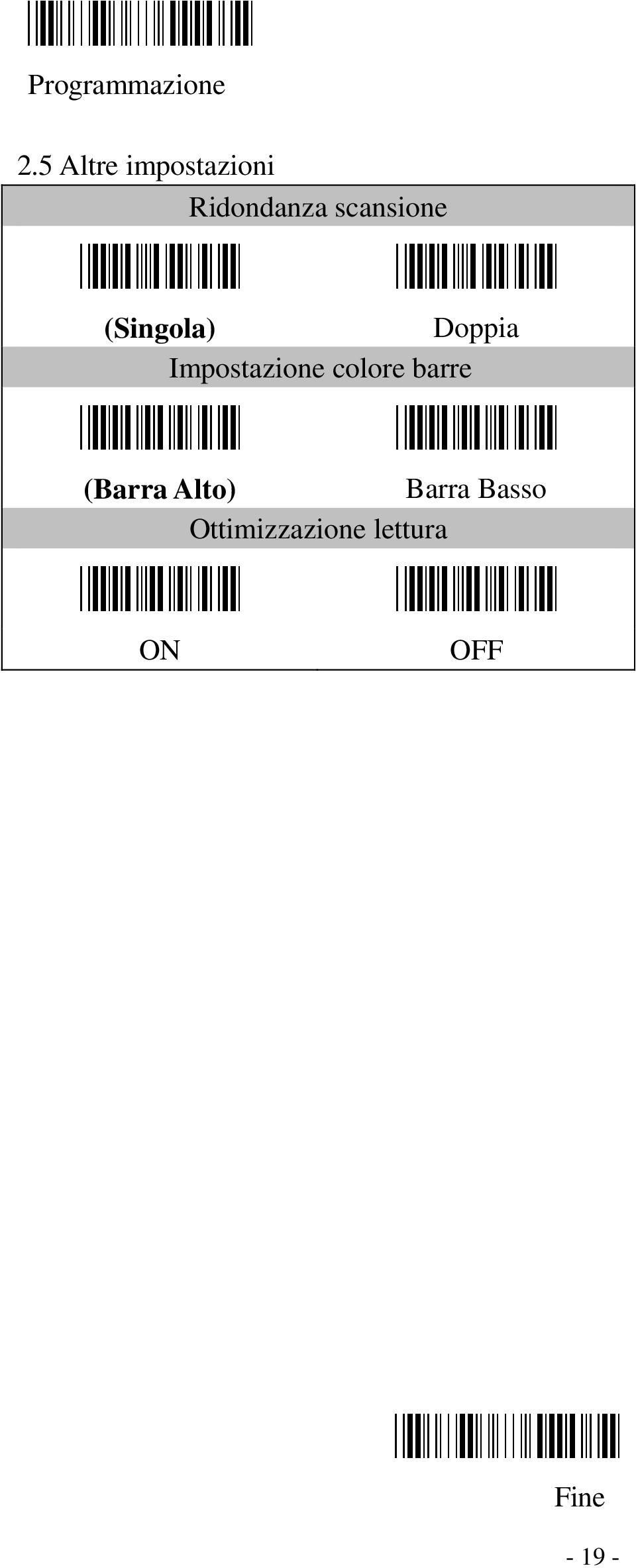 Impostazione colore barre (Barra