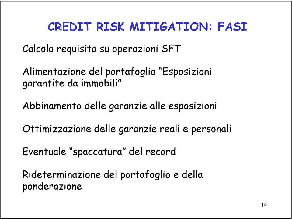 delle garanzie alle esposizioni Ottimizzazione delle garanzie reali e