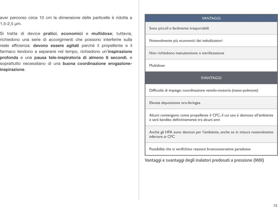 farmaco tendono a separarsi nel tempo, richiedono un inspirazione profonda e una pausa tele-inspiratoria di almeno 6 secondi, e soprattutto necessitano di una buona coordinazione