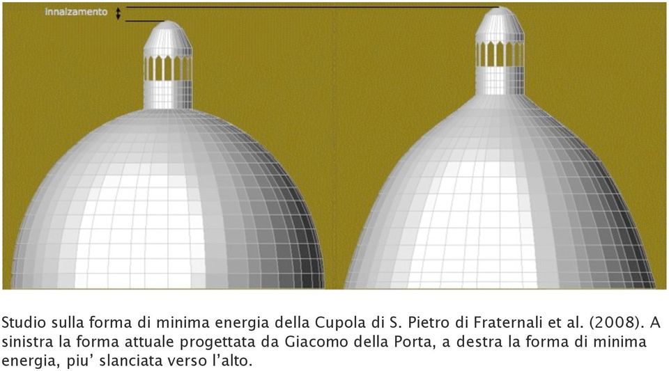 A sinistra la forma attuale progettata da Giacomo