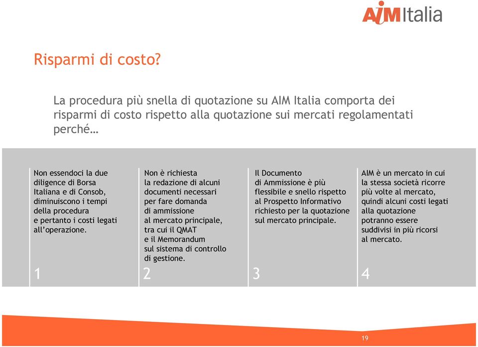 Consob, diminuiscono i tempi della procedura e pertanto i costi legati all operazione.