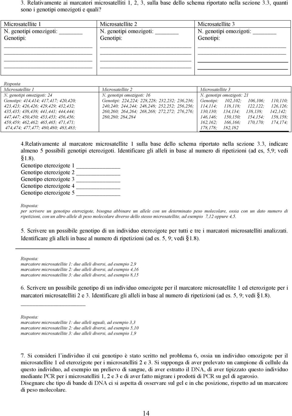 genotipi omozigoti: 24 N. genotipi omozigoti: 16 N.