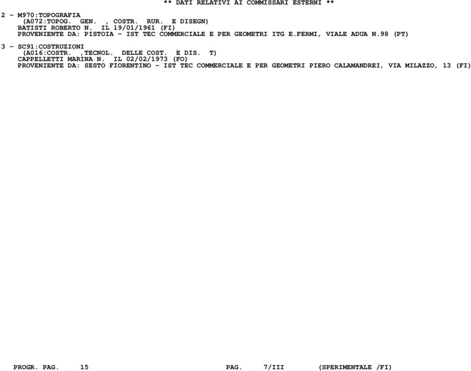 98 (PT) 3 - SC91:COSTRUZIONI (A016:COSTR.,TECNOL. DELLE COST. E DIS. T) CAPPELLETTI MARINA N.