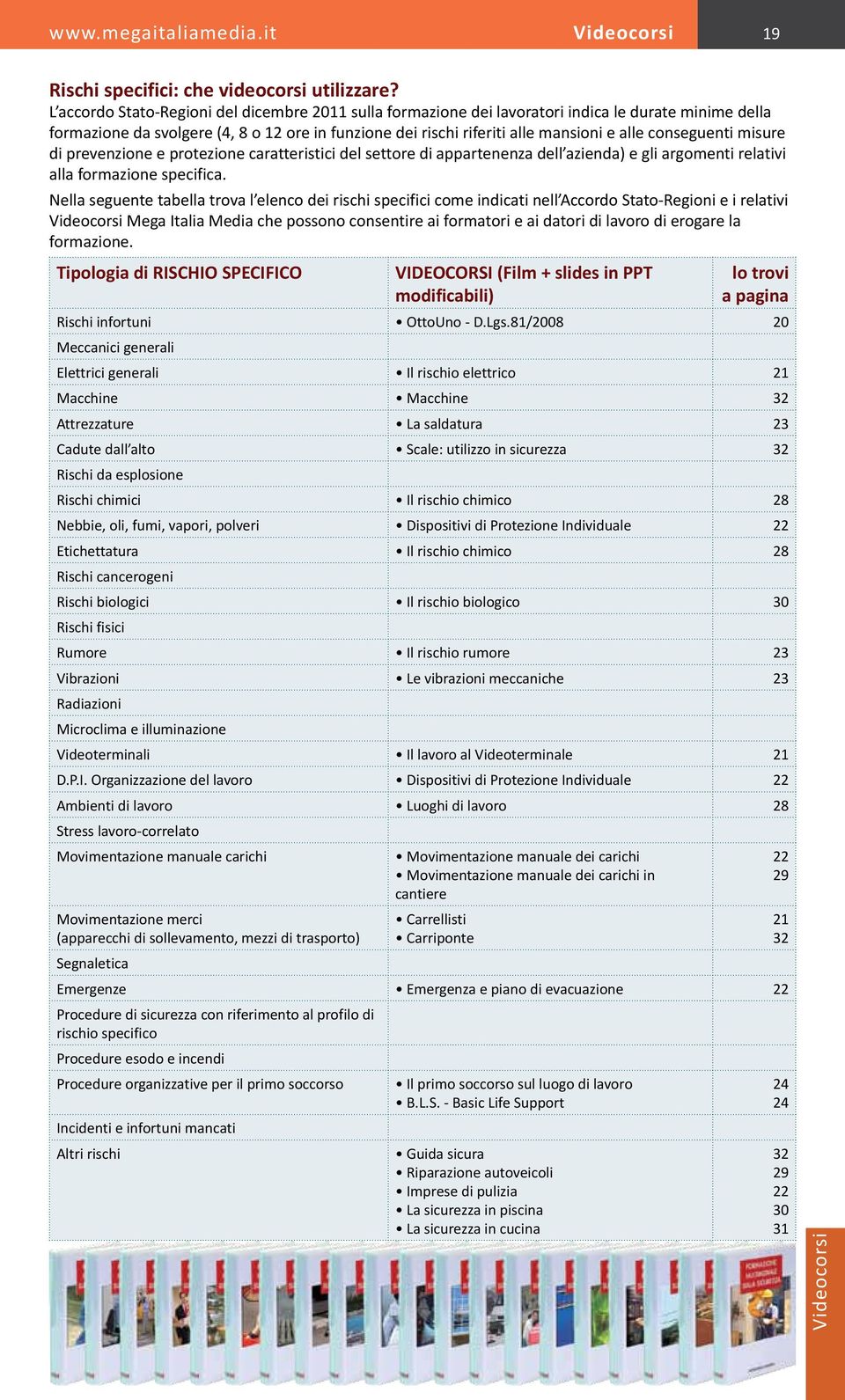 conseguenti misure di prevenzione e protezione caratteristici del settore di appartenenza dell azienda) e gli argomenti relativi alla formazione specifica.