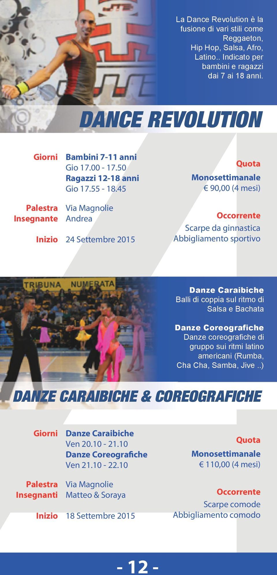 45 Andrea 24 Settembre 2015 Scarpe da ginnastica Danze Caraibiche Balli di coppia sul ritmo di Salsa e Bachata Danze Coreografiche Danze coreografiche di gruppo