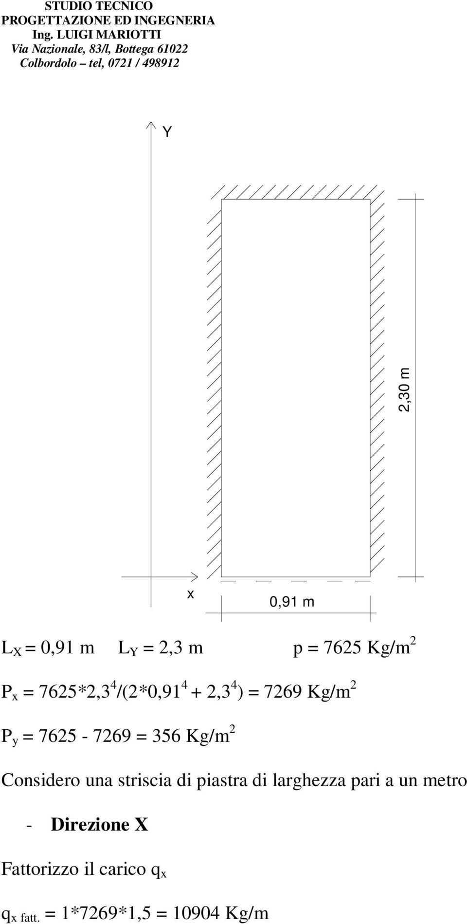 Kg/m 2 Considero una striscia di piastra di larghezza pari a un metro