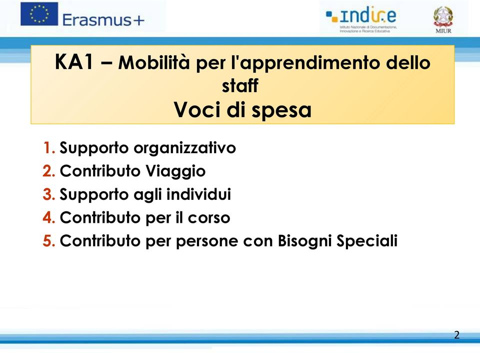 Contributo Viaggio 3. Supporto agli individui 4.