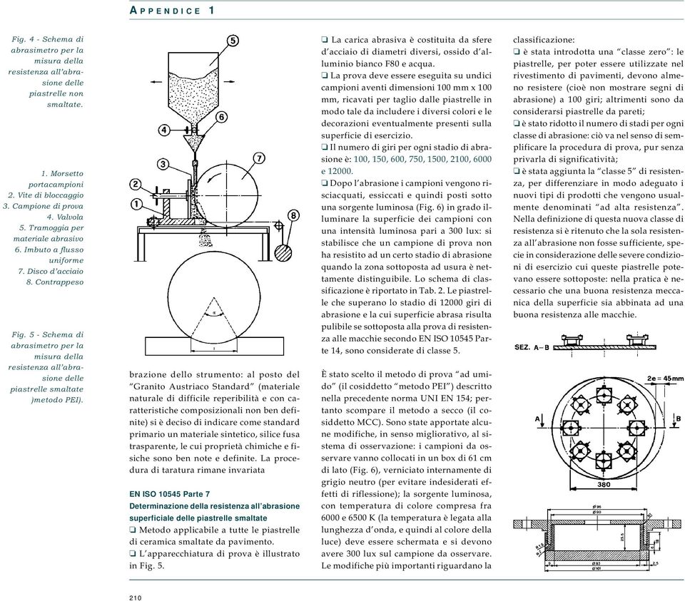 5 - Schema di abrasimetro per la misura della resistenza all abrasione delle piastrelle smaltate )metodo PEI).