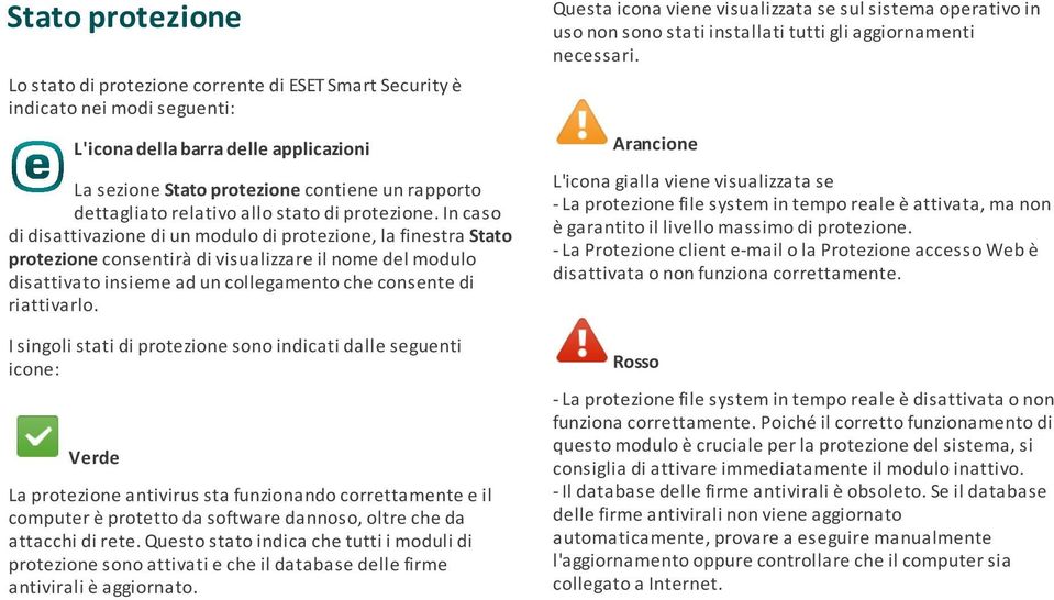 In caso di disattivazione di un modulo di protezione, la finestra Stato protezione consentirà di visualizzare il nome del modulo disattivato insieme ad un collegamento che consente di riattivarlo.