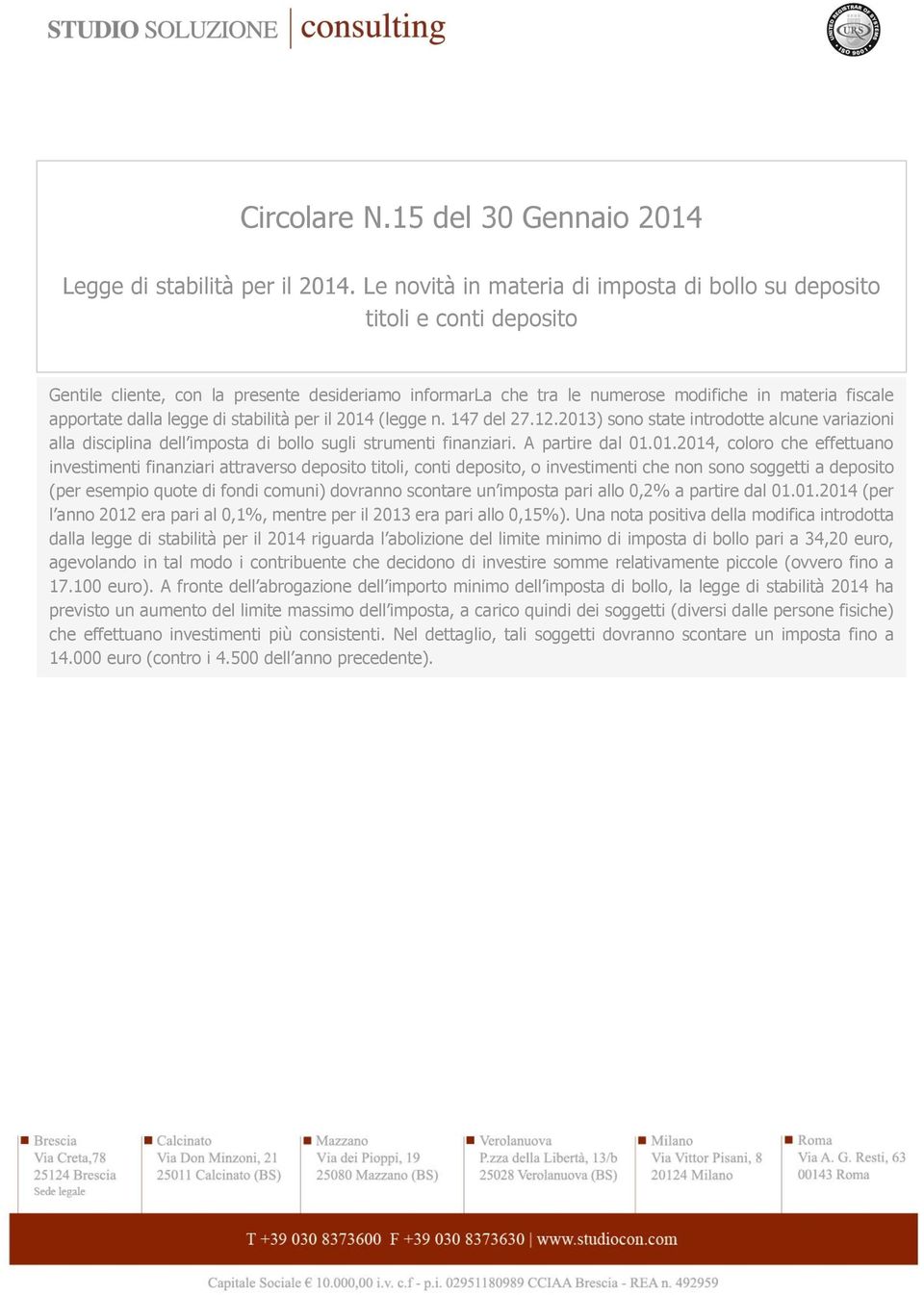 legge di stabilità per il 2014