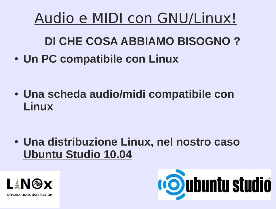 audio/midi compatibile con Linux Una