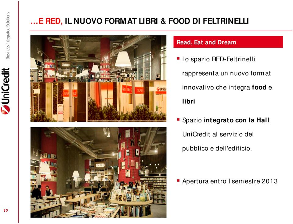 innovativo che integra food e libri Spazio integrato con la Hall